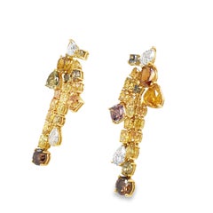 Ruchi New York 7.97ct Fancy Diamond Dangle Earrings in 18K Yellow Gold