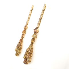 RUCHI Fancy Yellow and White Diamond Yellow Gold Linear Earrings