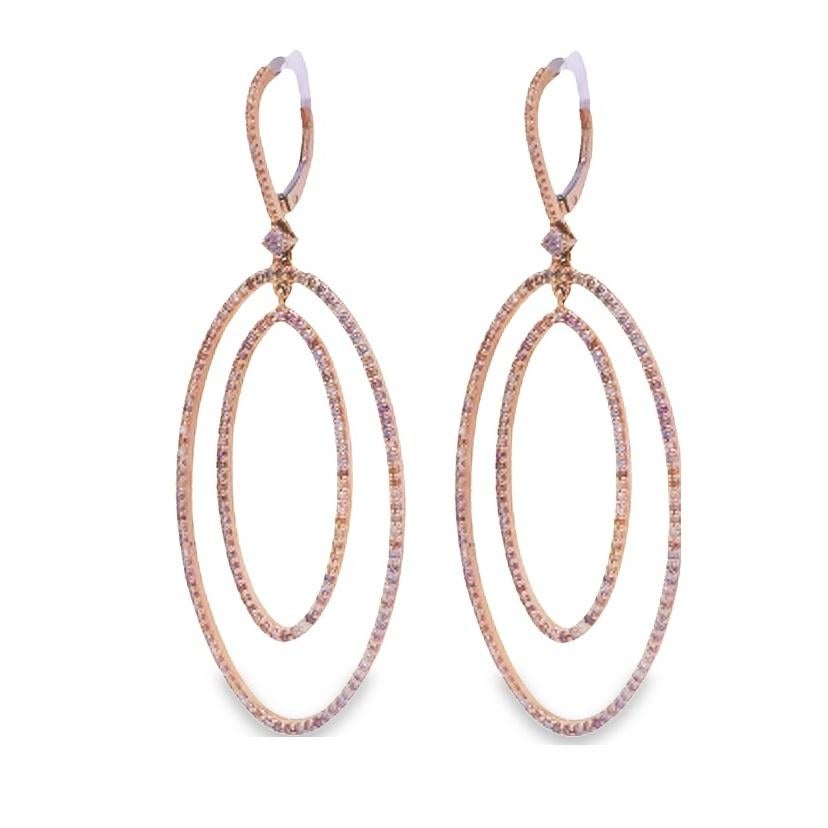 Contemporary RUCHI Pavé Fancy Diamond Yellow Gold Double-Oval Drop Earrings For Sale