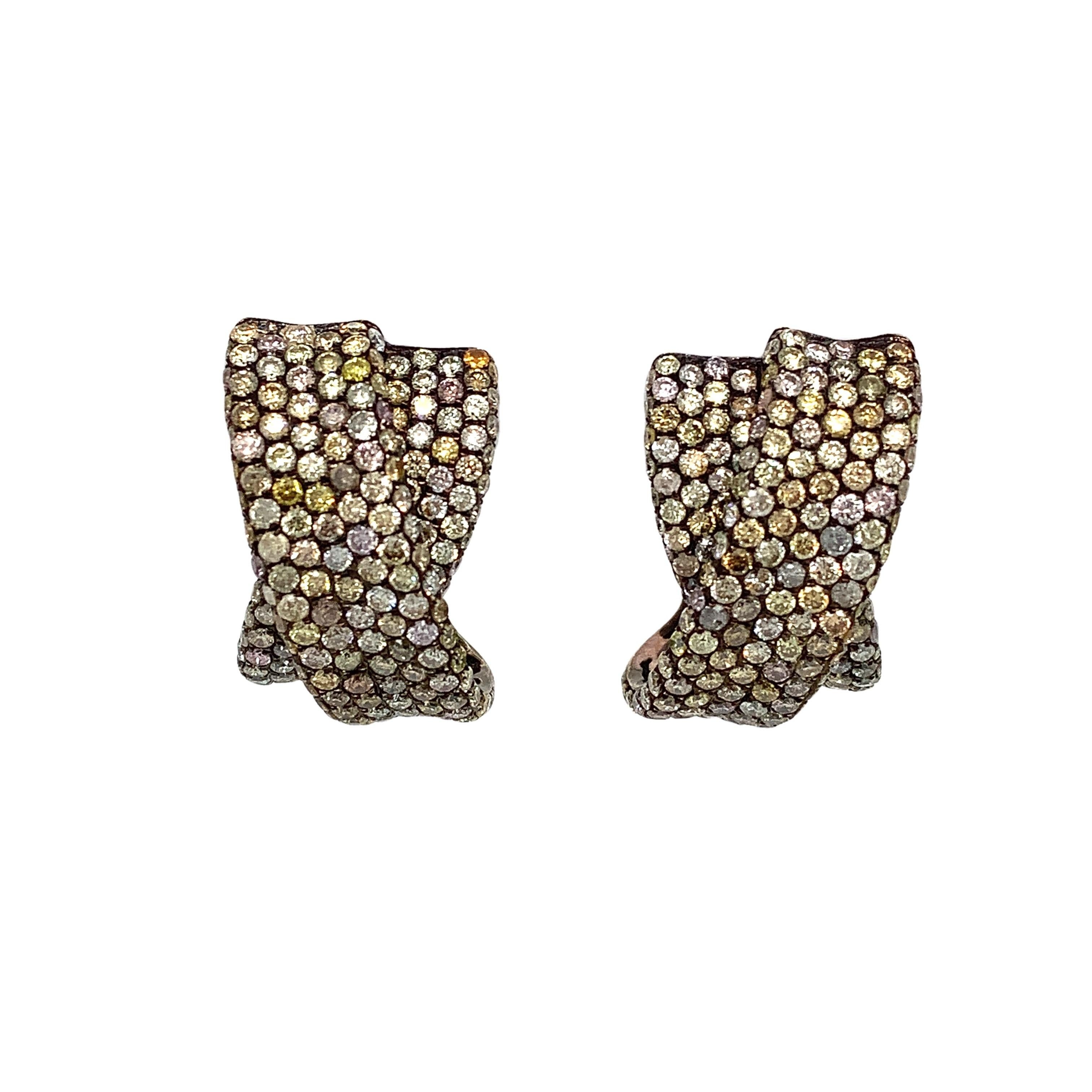 Contemporary Ruchi New York Fancy Diamond Earrings For Sale