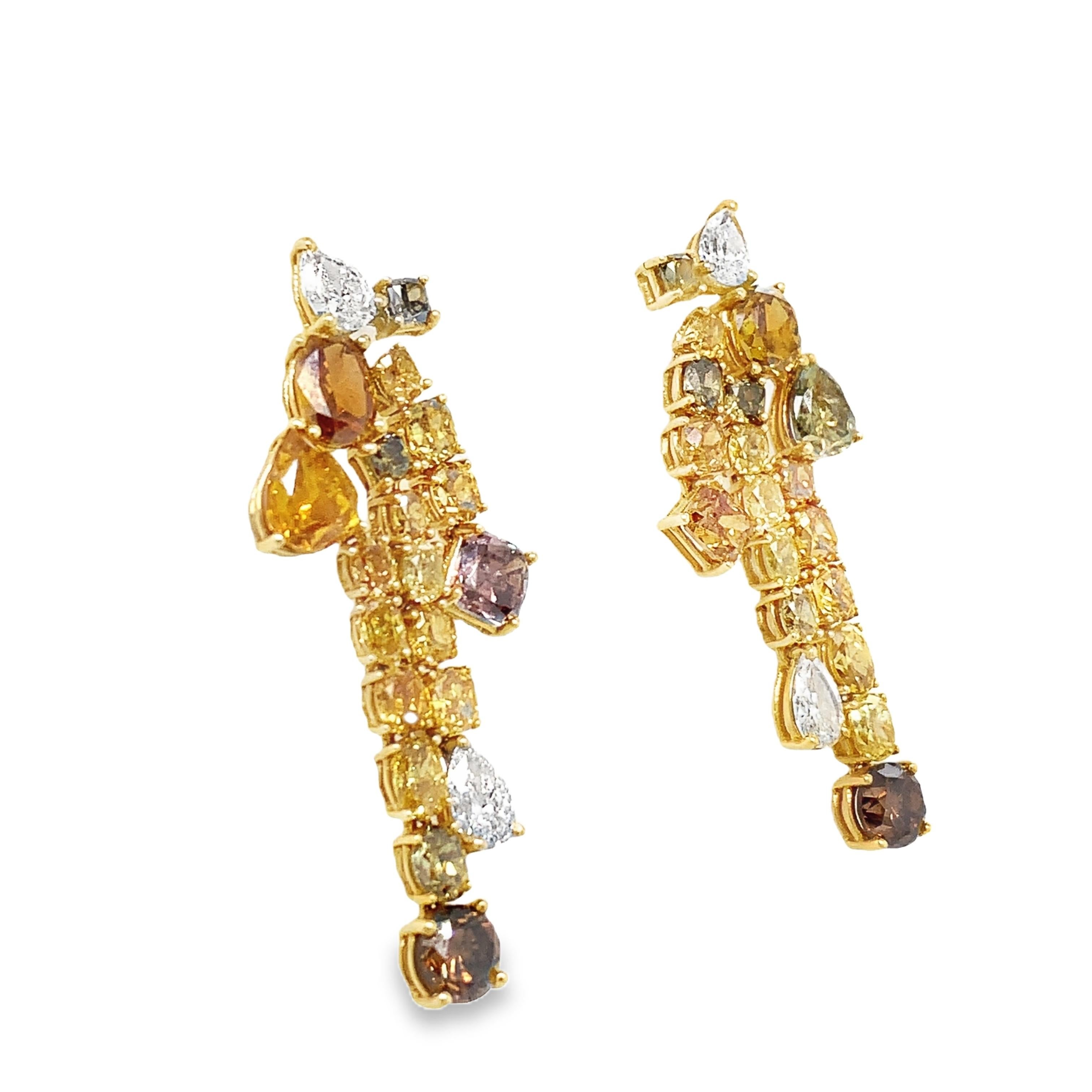 Contemporary Ruchi New York Fancy Diamond Earrings For Sale