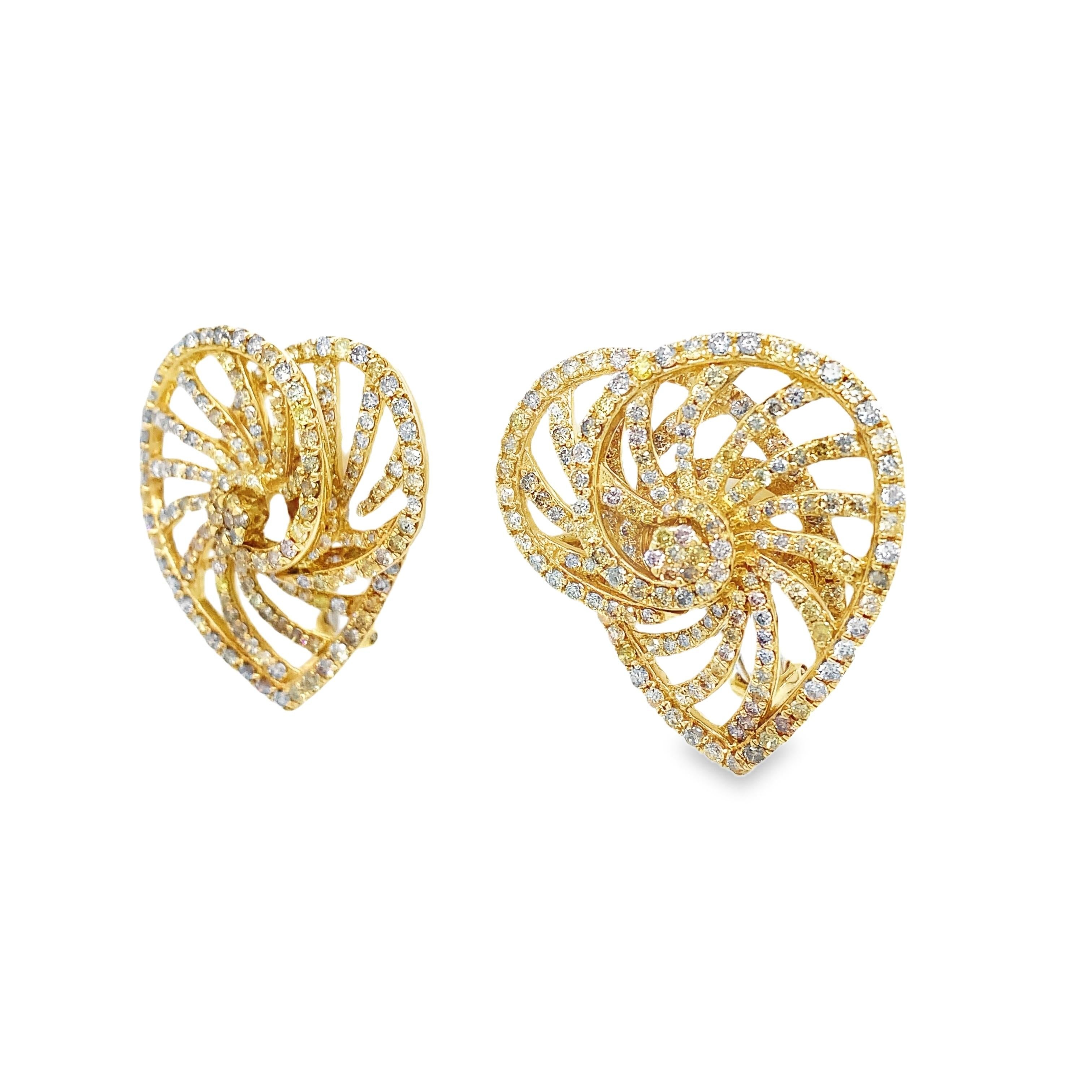 Mixed Cut Ruchi New York Fancy Diamond Earrings For Sale