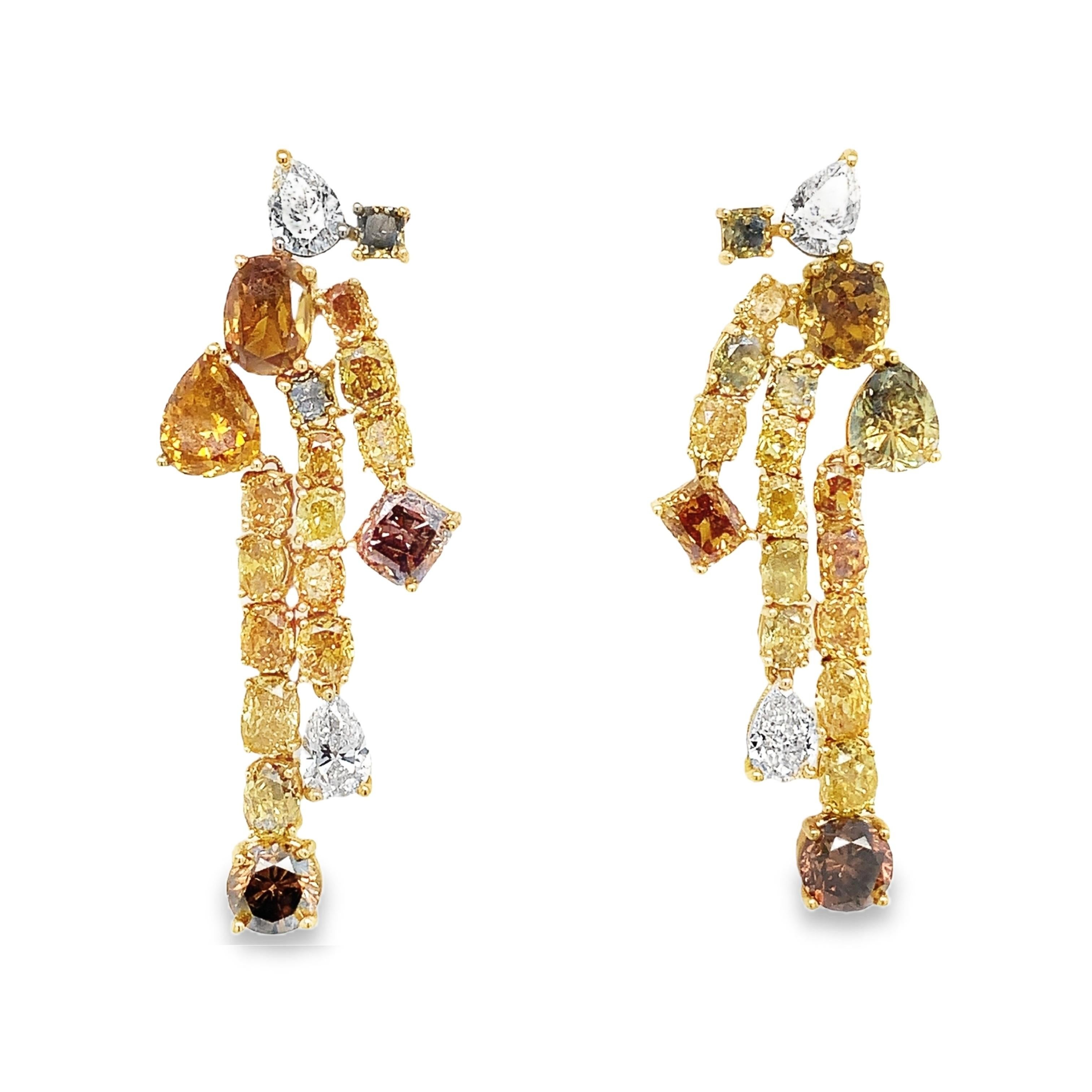 Mixed Cut Ruchi New York Fancy Diamond Earrings For Sale