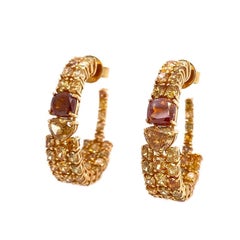 RUCHI Mixed-Shape Fancy Yellow Diamond Yellow Gold Hoop Earrings
