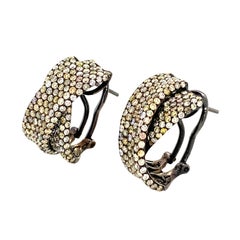 RUCHI Brilliant-Cut Fancy Diamond Black Rhodium Criss-Cross Clip-On Earrings