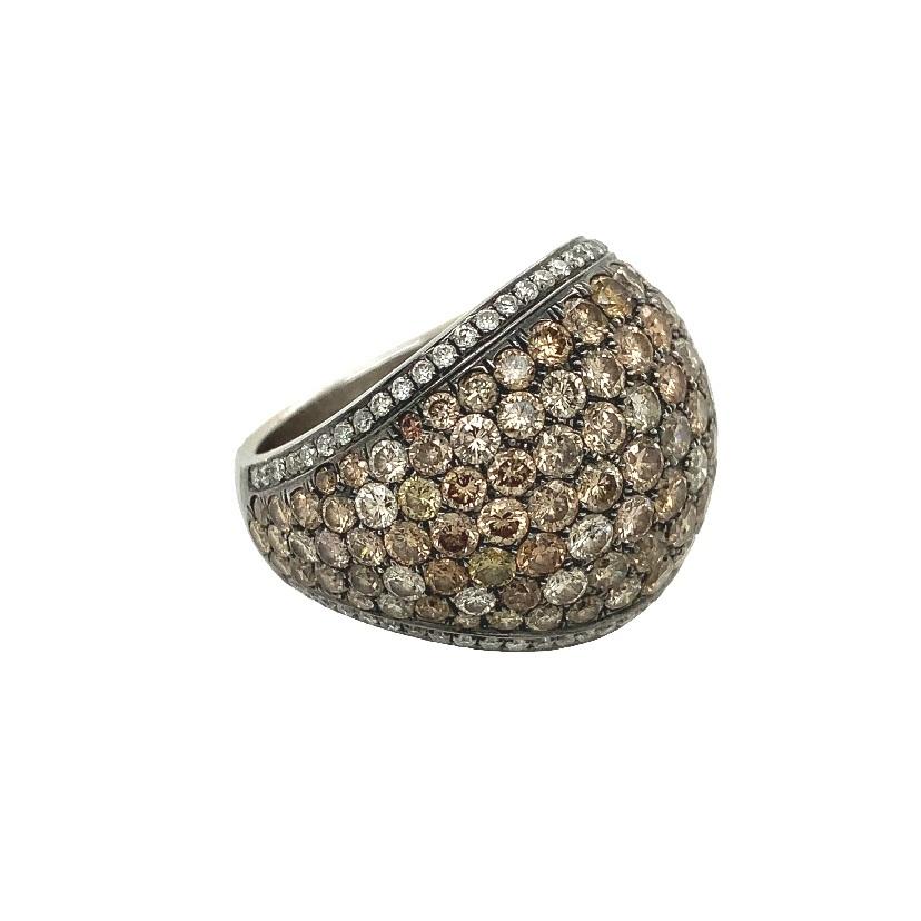 Contemporary RUCHI Fancy and White Diamond White Gold Cocktail Ring For Sale