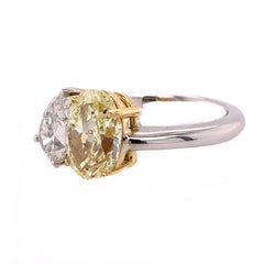 RUCHI Fancy Yellow and White Diamond White Gold Engagement Toi Et Moi Ring