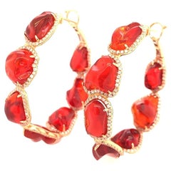 Ruchi New York Boucles d'oreilles créoles en opale de feu et diamants