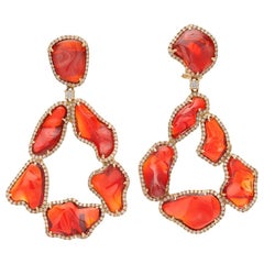 Ruchi New York Fire Opal and Diamond Pavé Chandelier Earrings