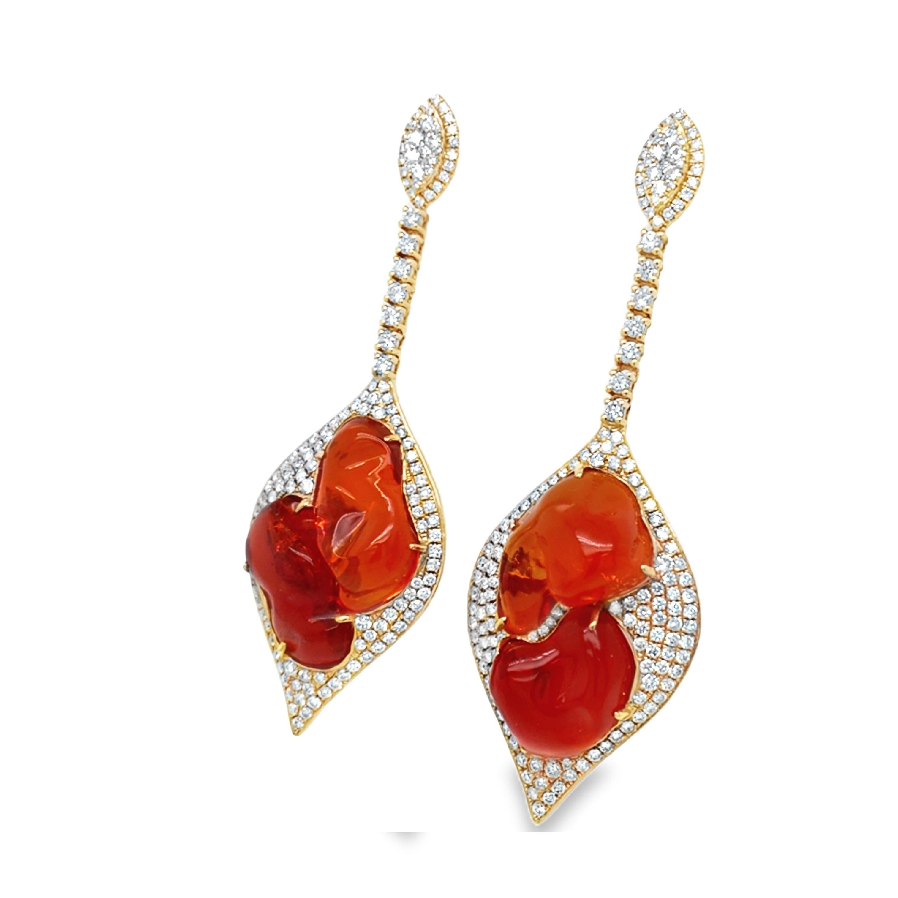 Contemporary Ruchi New York Fire Opal Diamond Earrings For Sale