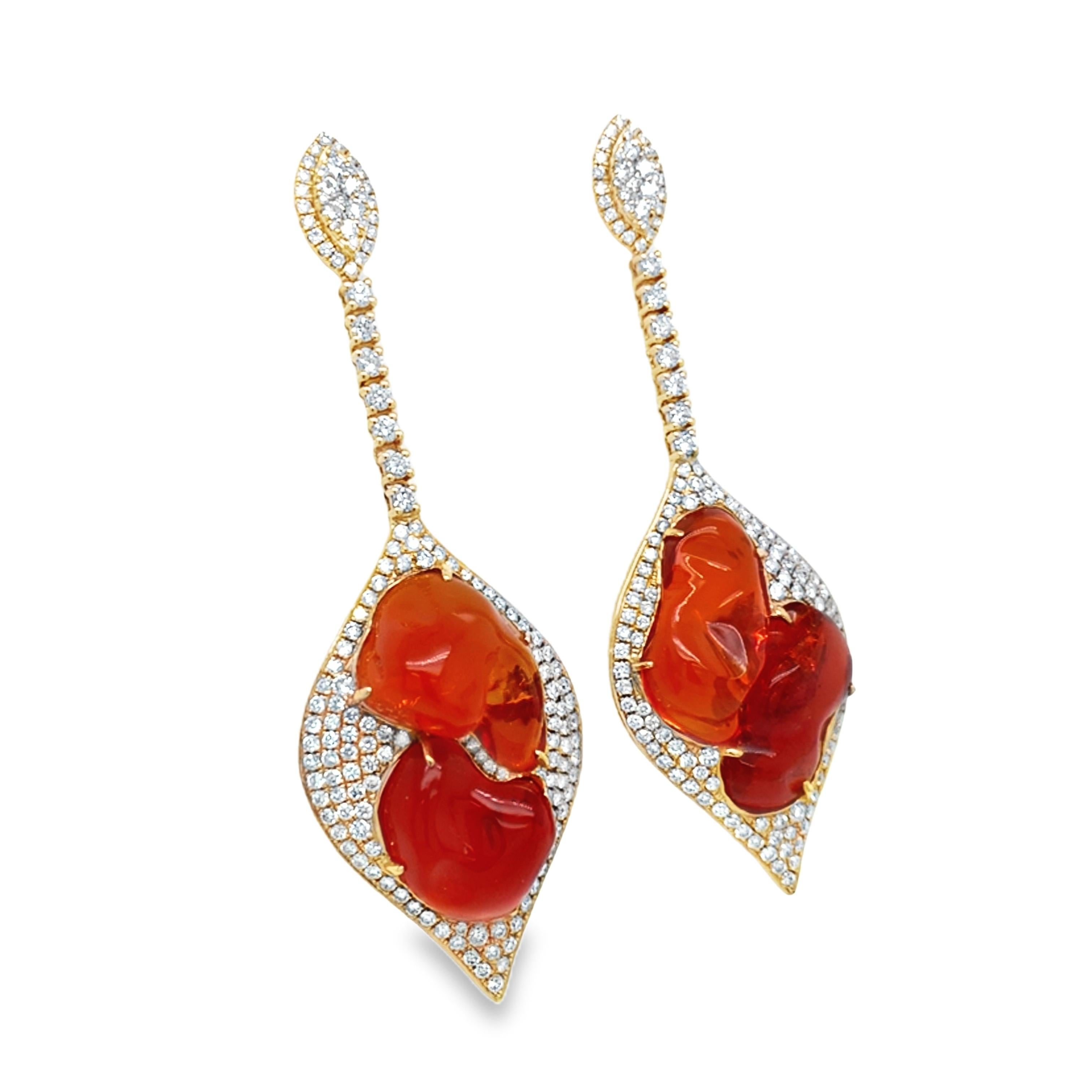 Mixed Cut Ruchi New York Fire Opal Diamond Earrings For Sale
