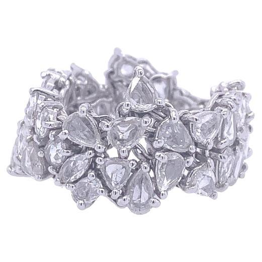 RUCHI Rose-Cut Diamond White Gold Geometric Flexible Cocktail Ring For Sale