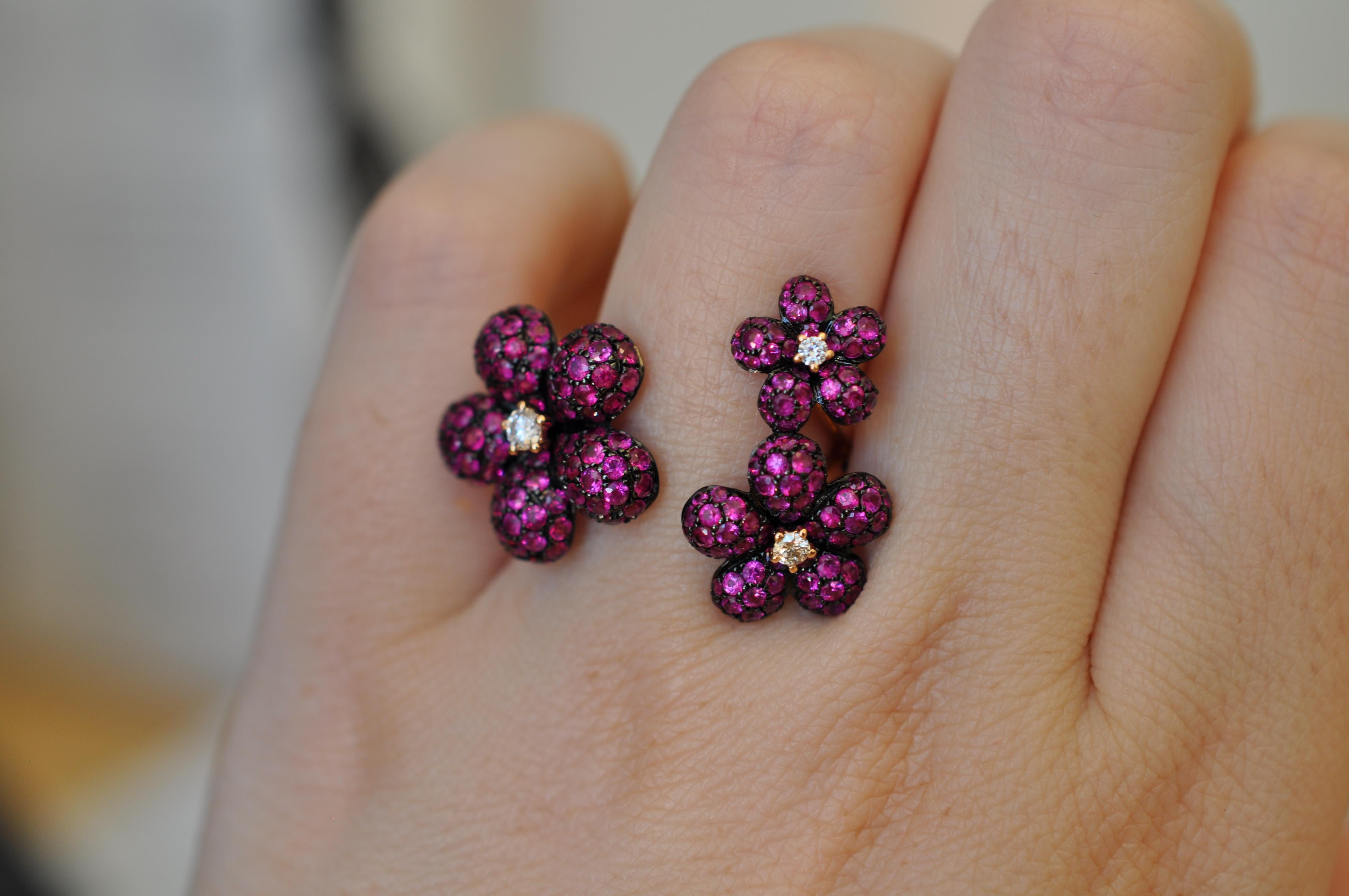 Women's Ruchi New York Flower Ruby and Diamond Ring