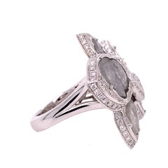 RUCHI Diamond Slices with Pavé White Gold Flower Cocktail Ring