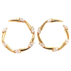 RUCHI Marquise-Cut Diamond Yellow Gold C-Shape Earrings