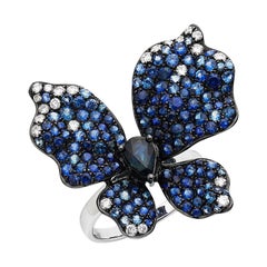 Ruchi New York Gradient Blue Sapphire And Diamond Butterfly Ring