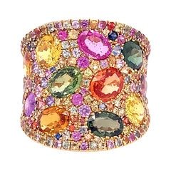 Ruchi New York Green Garnet and Multi Color Sapphire Ring