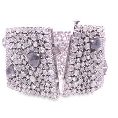 RUCHI Grey Diamond White Gold Wide Bracelet