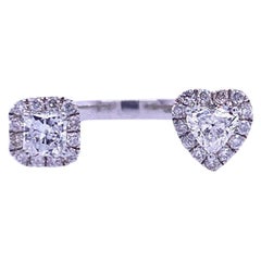 RUCHI Heart-Shaped and Princess-Cut Diamond White Gold Open Ring