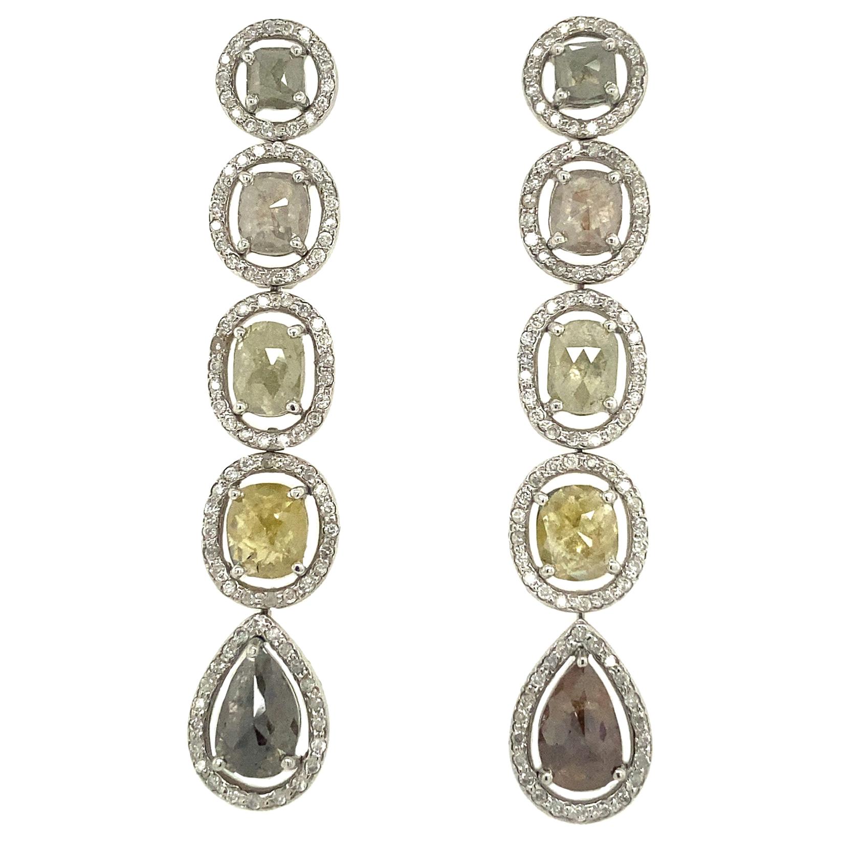 RUCHI Gradient Icy Diamonds & Pavé Diamonds Linear Dangle Post Earrings For Sale