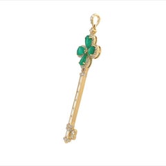 RUCHI Emerald and Diamond Yellow Gold Key-Shaped Pendant