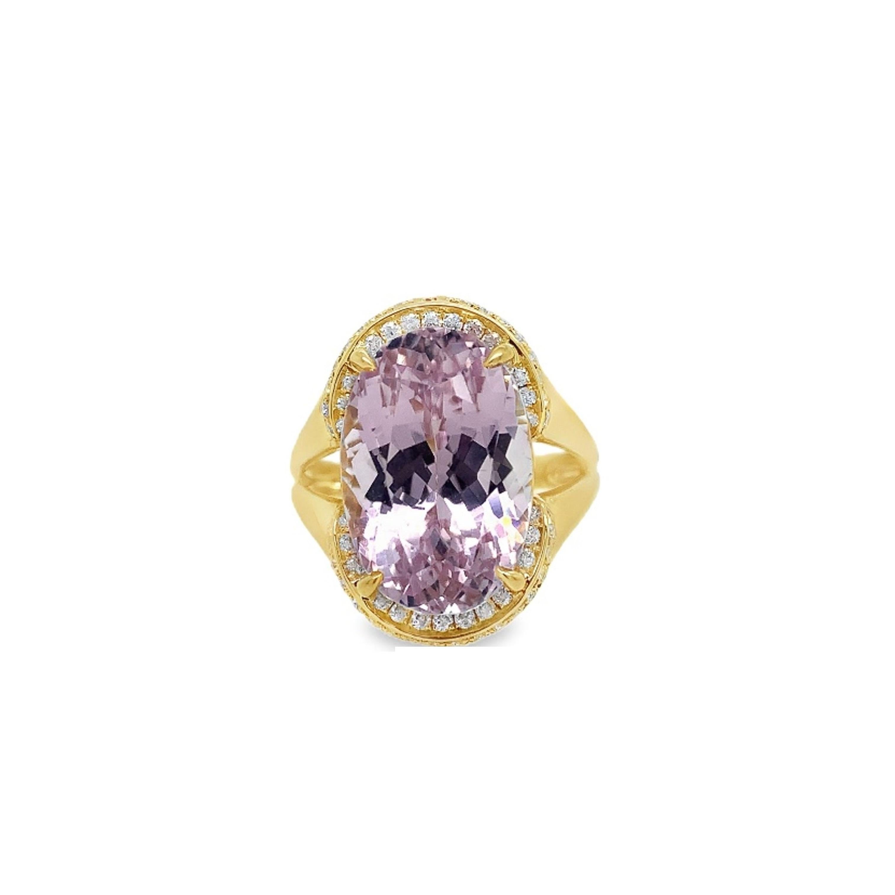 Ruchi New York Kunzit und Diamantring (Zeitgenössisch) im Angebot