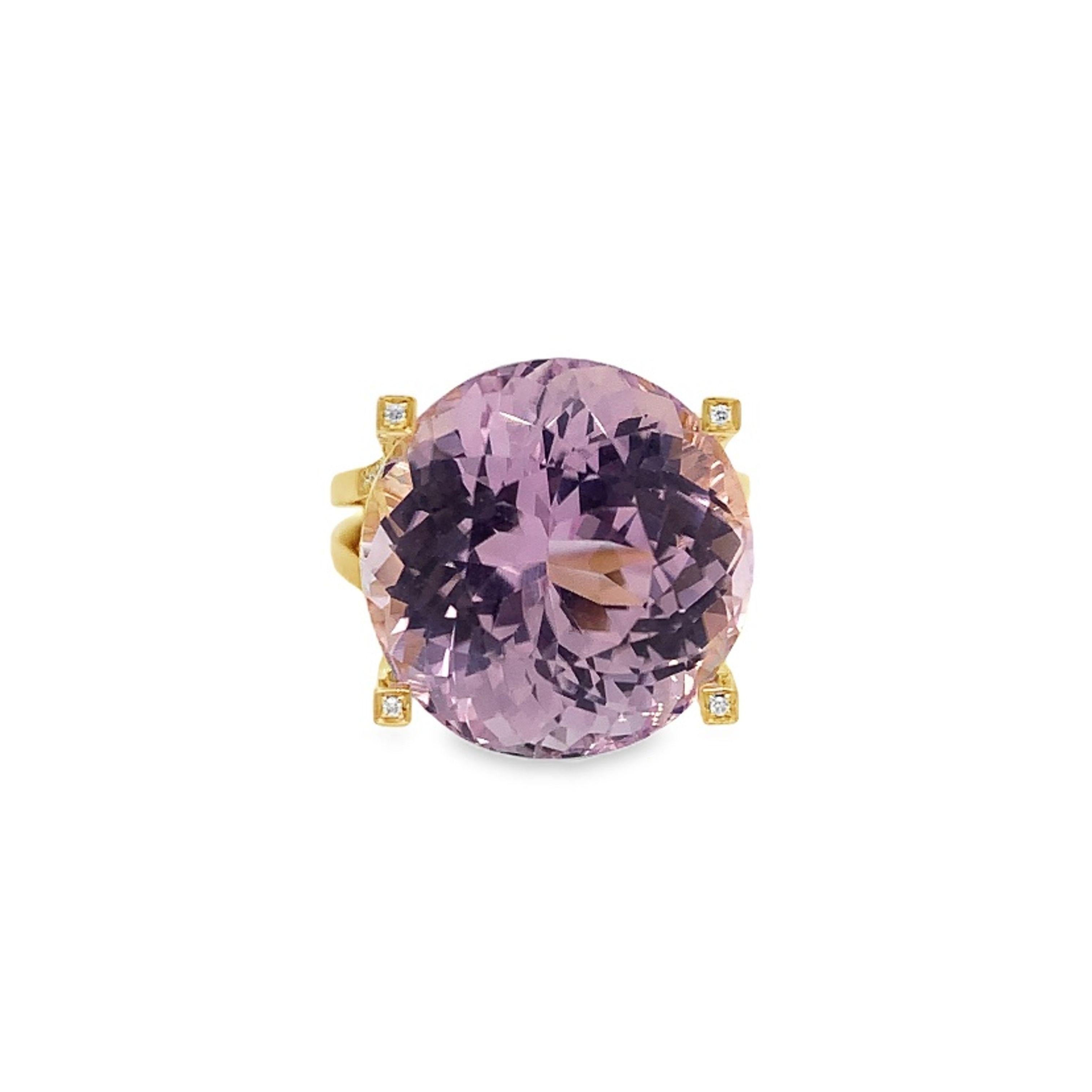 Contemporary Ruchi New York Kunzite and Diamond Ring For Sale
