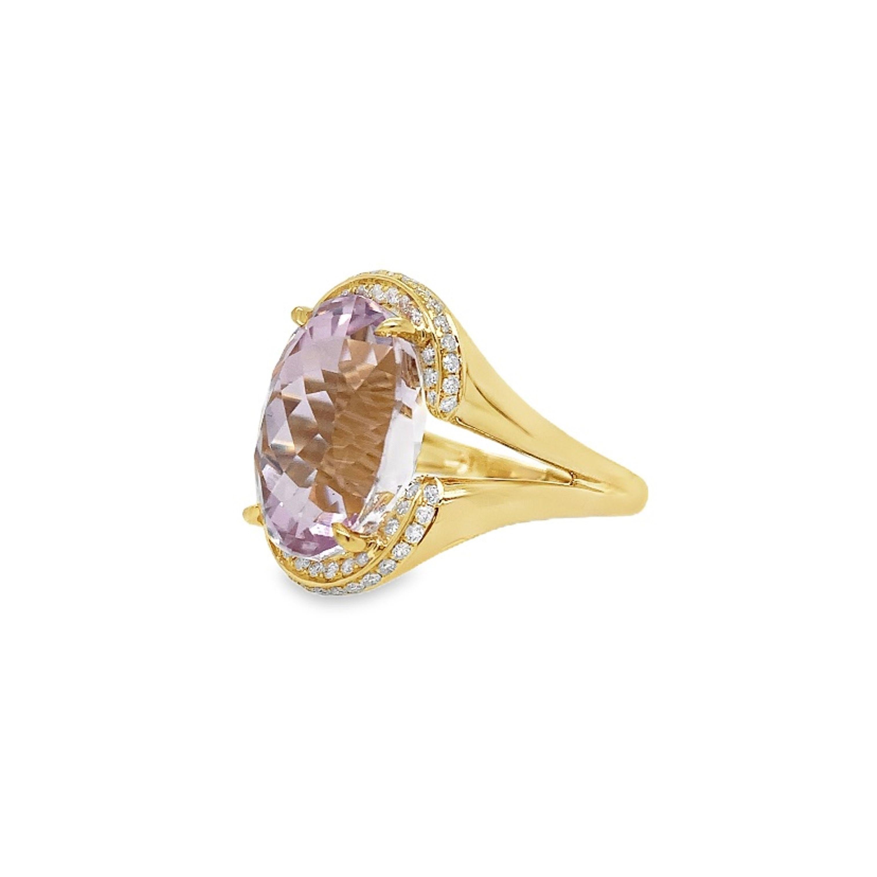 Ruchi New York Kunzit und Diamantring (Gemischter Schliff) im Angebot