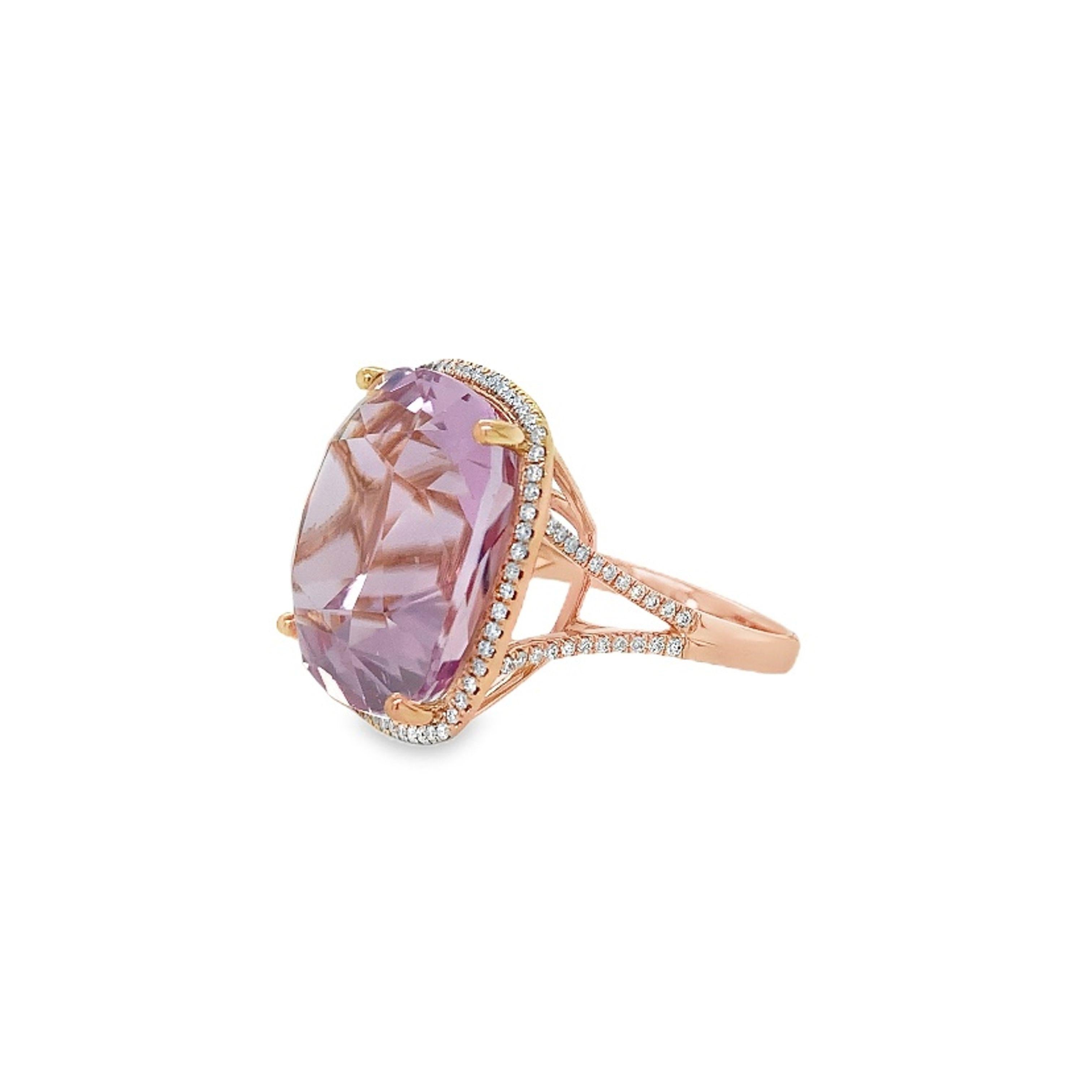 Mixed Cut Ruchi New York Kunzite and Diamond Ring For Sale