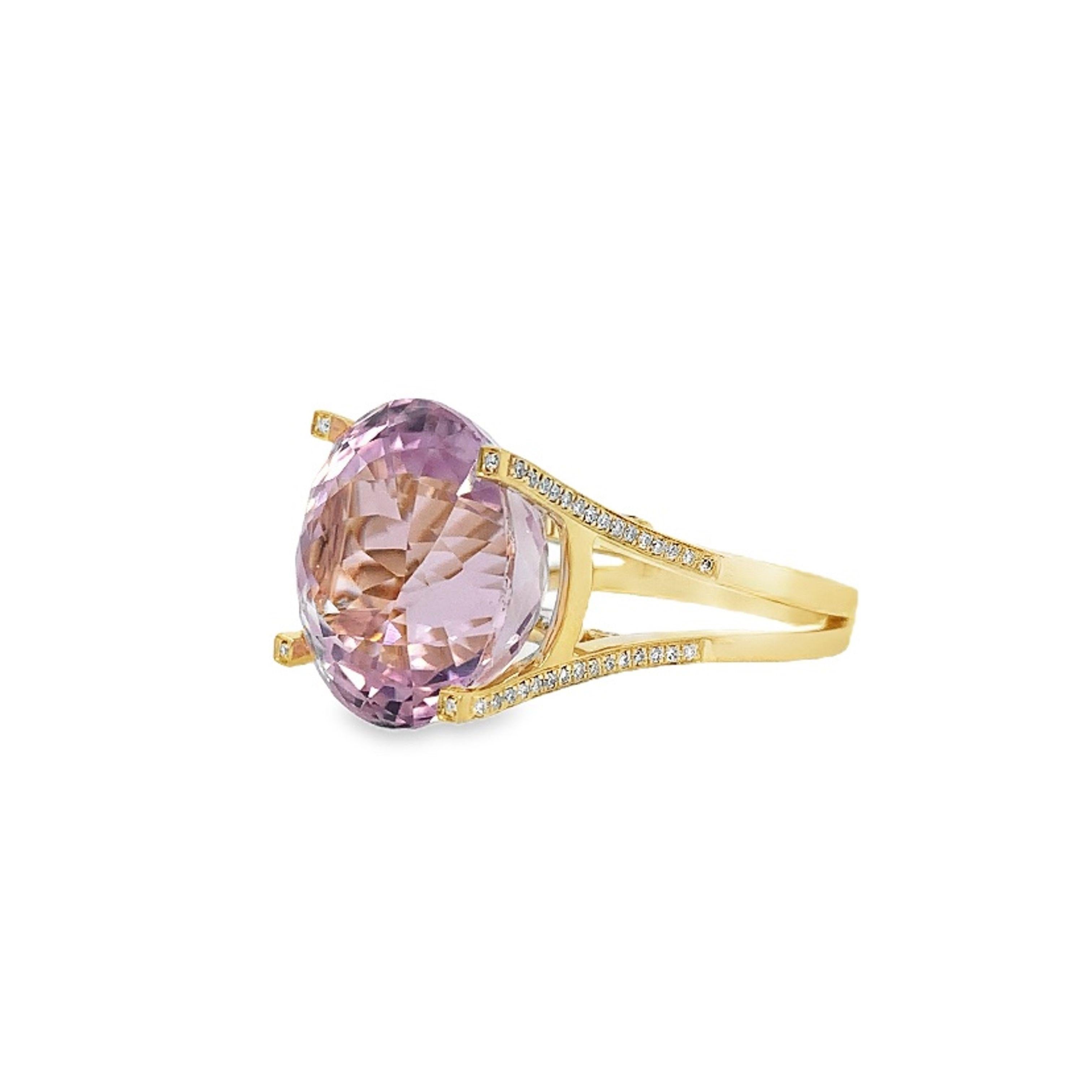 Mixed Cut Ruchi New York Kunzite and Diamond Ring For Sale