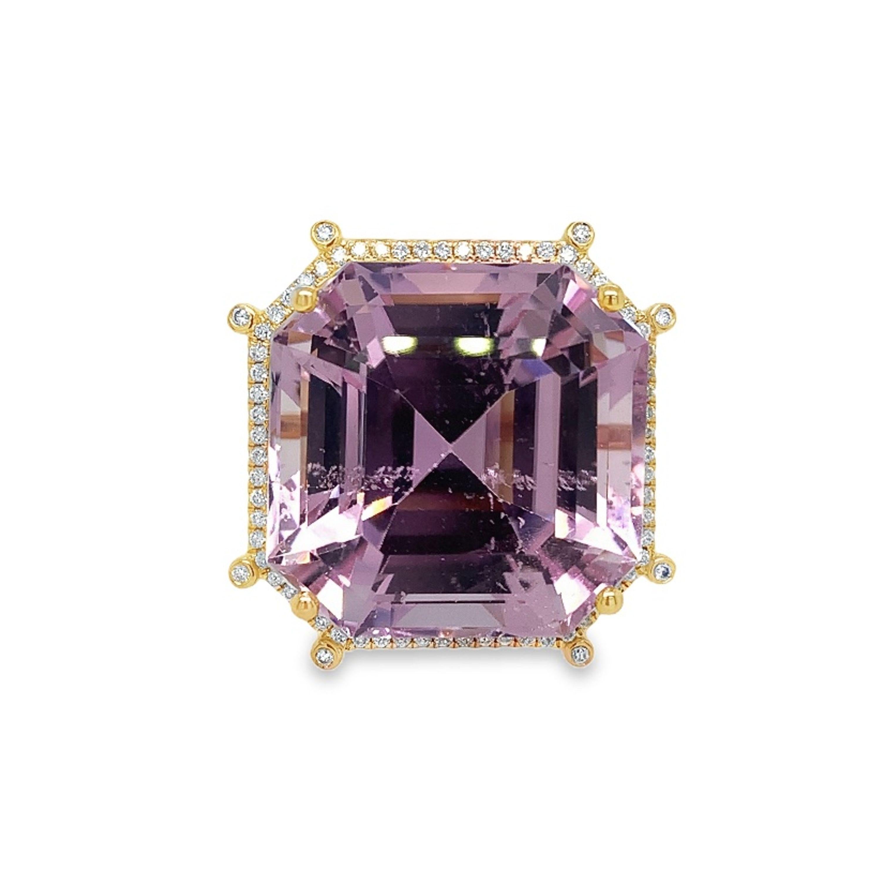 Mixed Cut Ruchi New York Kunzite and Diamond Ring For Sale