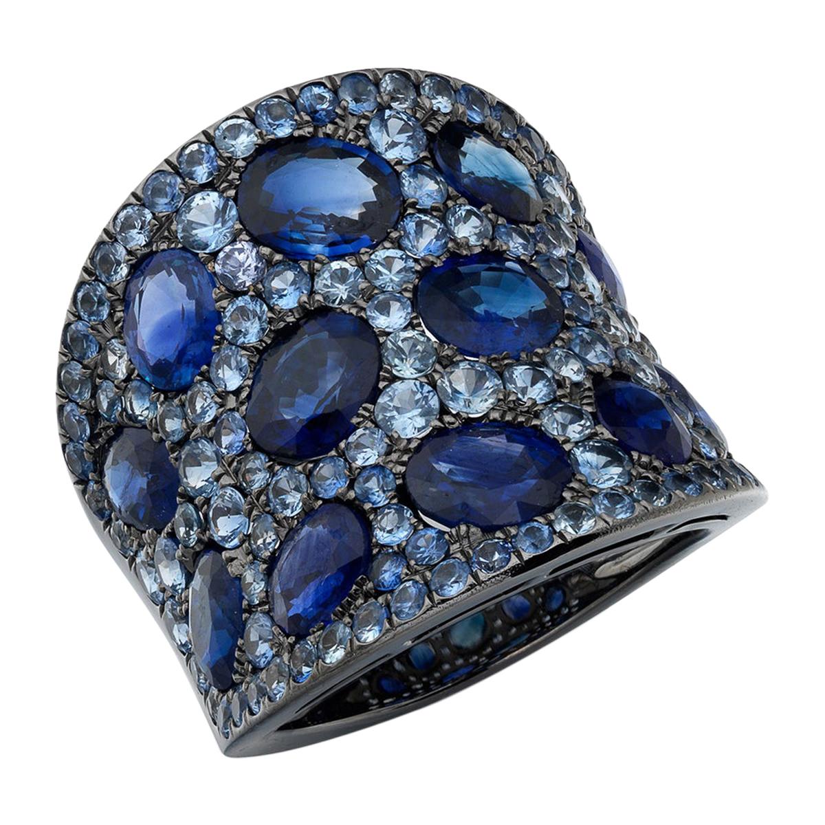 Ruchi New York Light and Dark Blue Sapphire Cocktail Ring