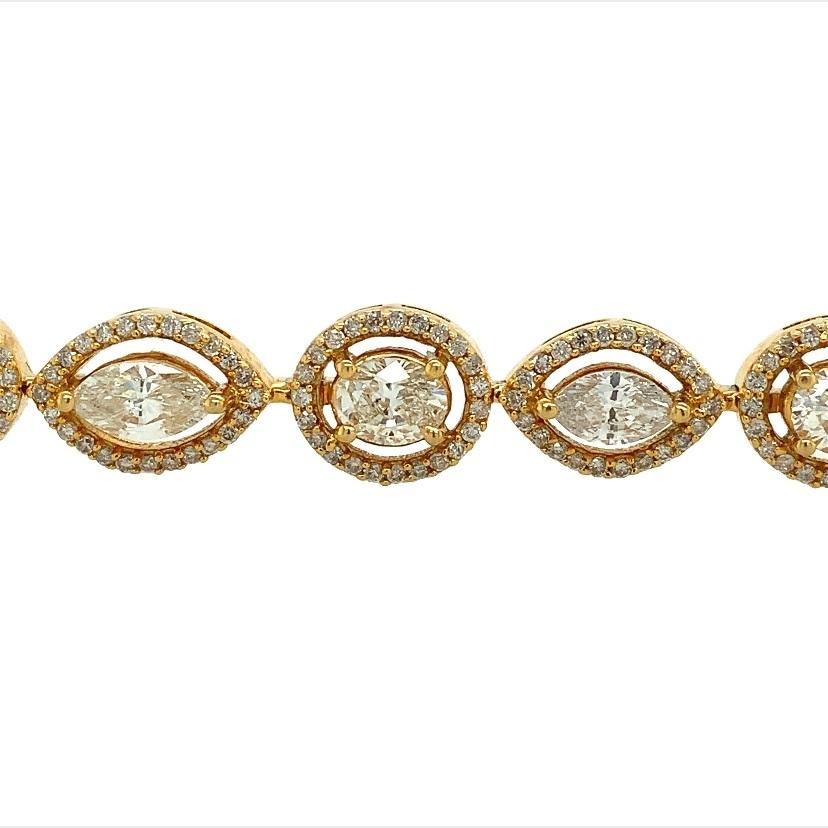 Contemporary RUCHI Mixed-Shape Diamond Yellow Gold Bracelet For Sale