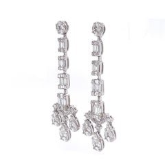 RUCHI Baguette Diamond Illusion White Gold Drop Earrings