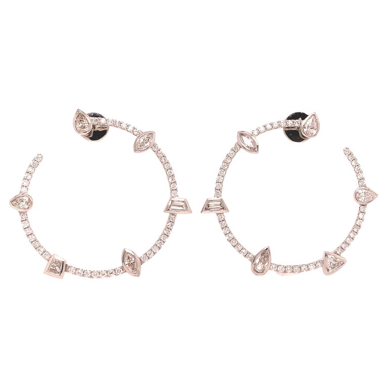 Ruchi New York Mixed Shape Bezel Set Diamond Earrings For Sale at 1stDibs