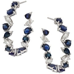 Ruchi New York Mixed Shape Sapphire and Diamond Hoops Ruchi New York Mixed Shape Sapphire and Diamond Hoops