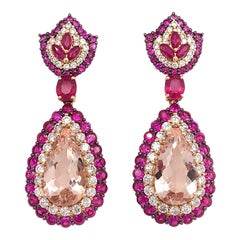 Ruchi New York Morganite and Ruby Drop Earrings