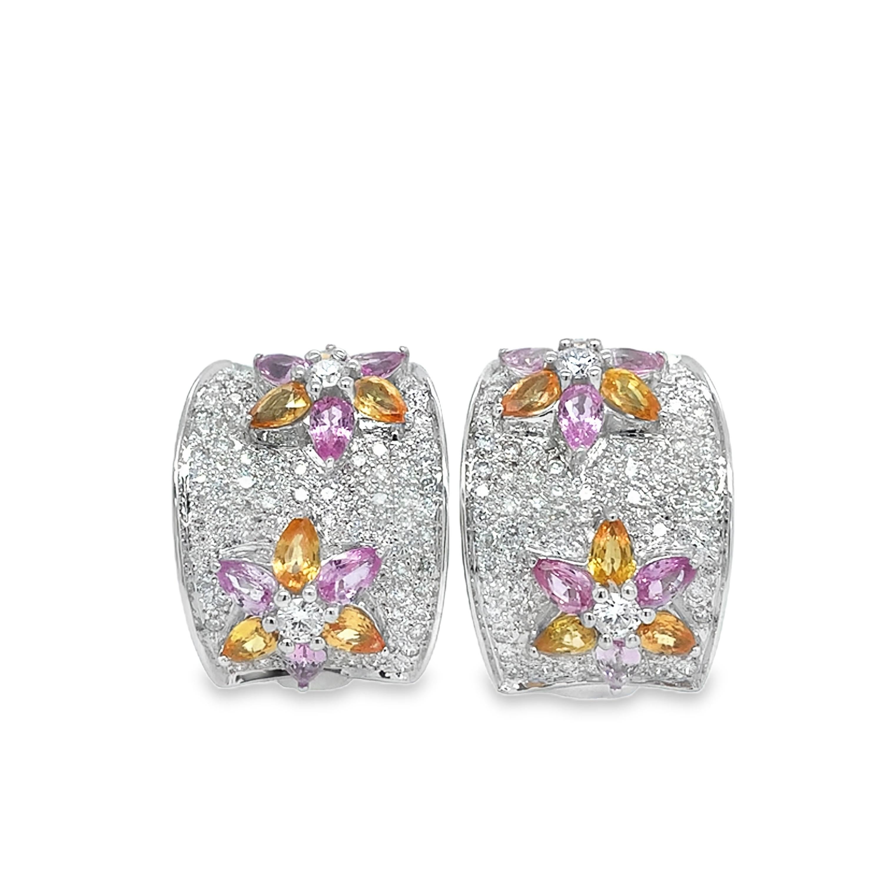 Contemporary Ruchi New York Mulit Sapphire and Diamond Earrings For Sale
