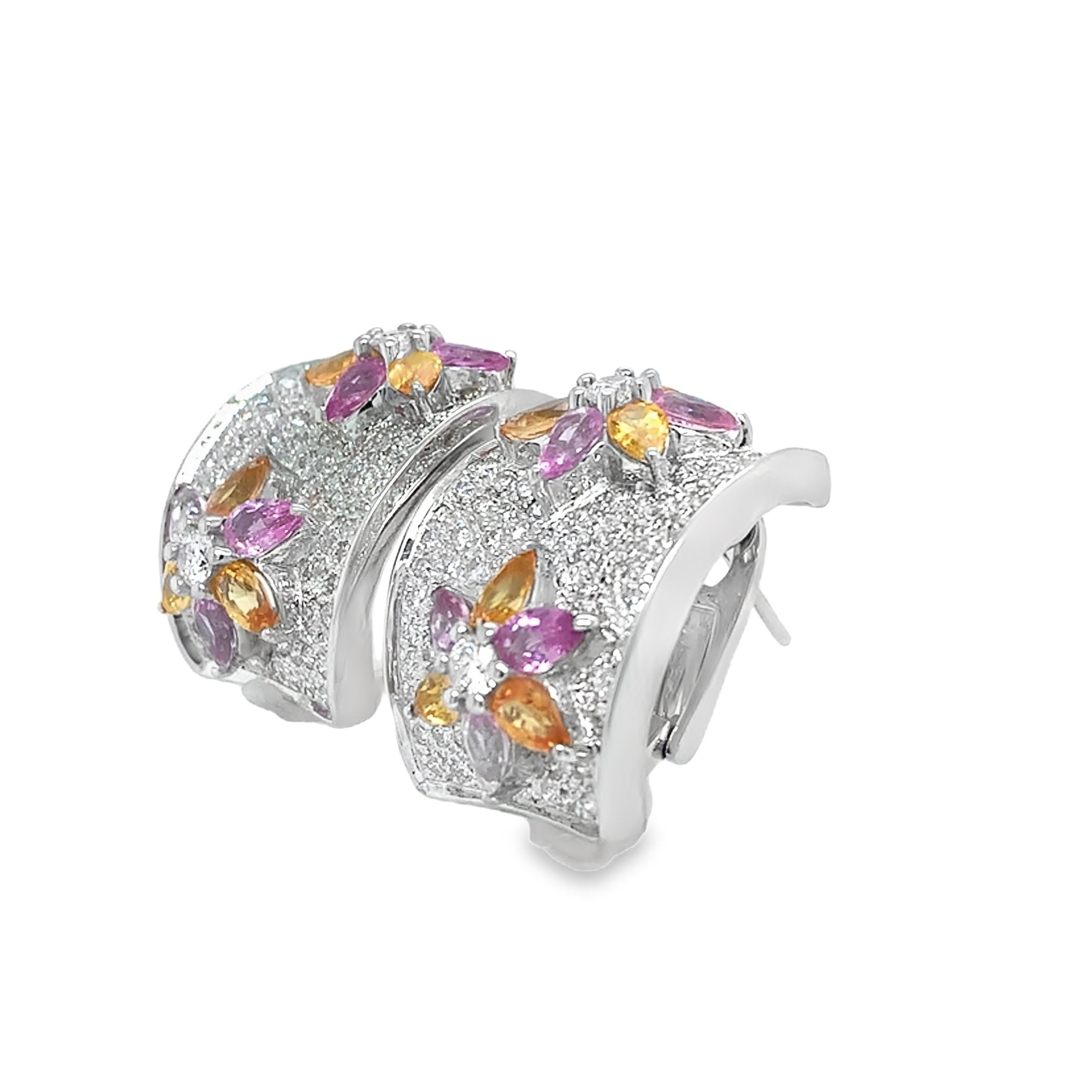 Mixed Cut Ruchi New York Mulit Sapphire and Diamond Earrings For Sale