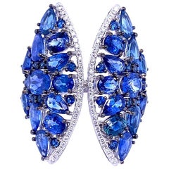 Ruchi New York Multi Blue Sapphire and Diamond Cocktail Ring
