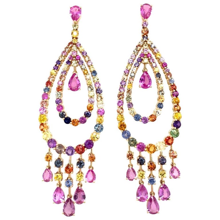 Ruchi New York Multi-Color Sapphire Chandelier Earrings at 1stDibs ...