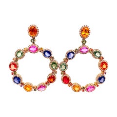 Ruchi New York Multi Color Sapphire Dangle Earrings