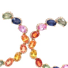 Ruchi New York Multi Colored Sapphire and Diamond C-Shaped Earrings
