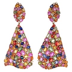 Ruchi New York Multi-Colored Sapphire and Diamond Earrings