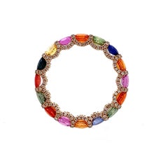 Ruchi New York Multi-Colored Sapphire and Diamond Yellow Gold Ring
