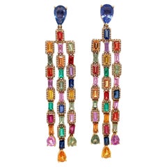 Ruchi New York Multi-Colored Sapphire Dangle Earrings