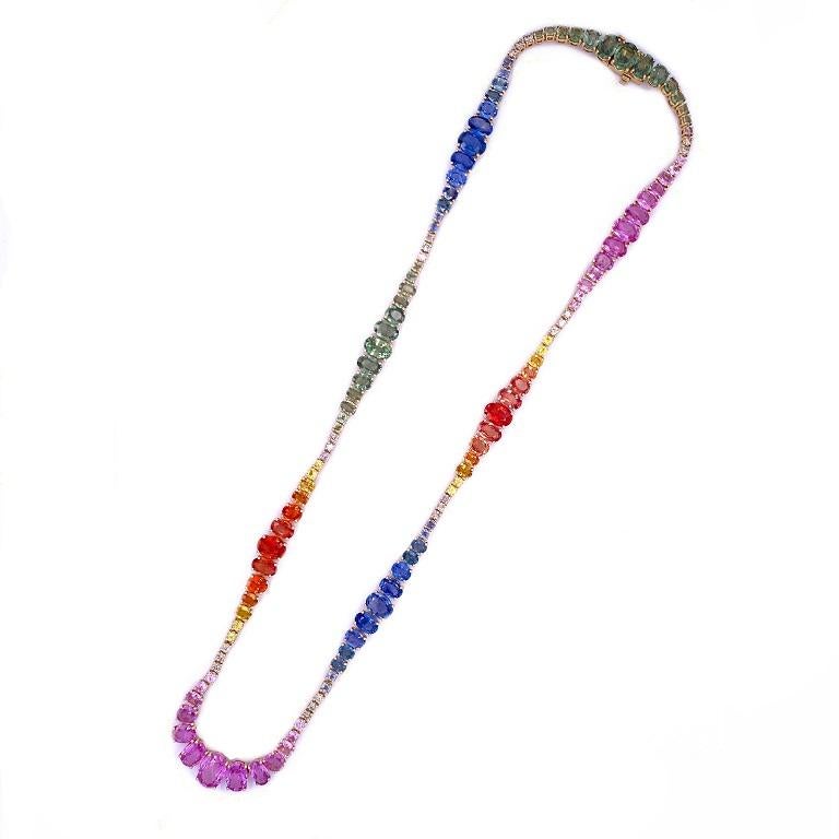 rainbow sapphire tennis necklace