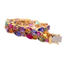 RUCHI Emerald, Ruby, Tourmaline and Multi-Colored Sapphire Yellow Gold Bracelet