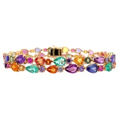 RUCHI Emerald, Ruby, Tourmaline and Multi-Colored Sapphire Yellow Gold Bracelet