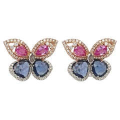 Ruchi New York Multi Sapphire and Diamond Butterfly Earrings